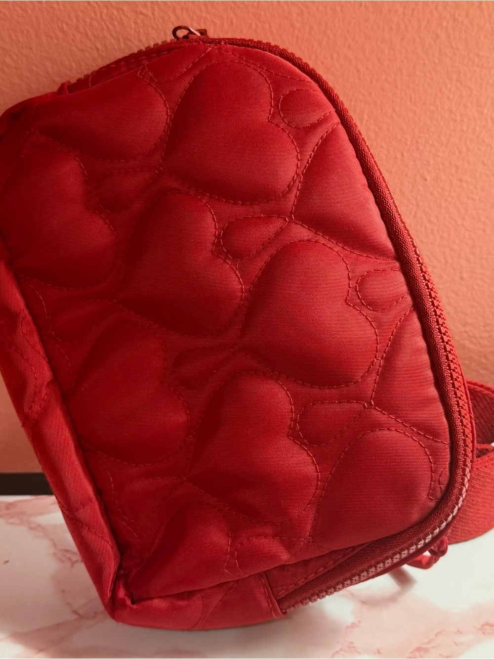 Maurices Red Quilted Heart Mini Crossbody Bag